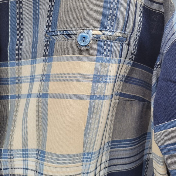 Allison Daley Button Down Plaid Thread Blouse w/ Roll Up Sleeves Womens Sz 2XL - Picture 7 of 12